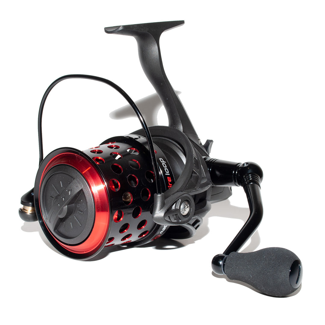 Akios Fireloop Surf Reel Front Angle Product Shot
