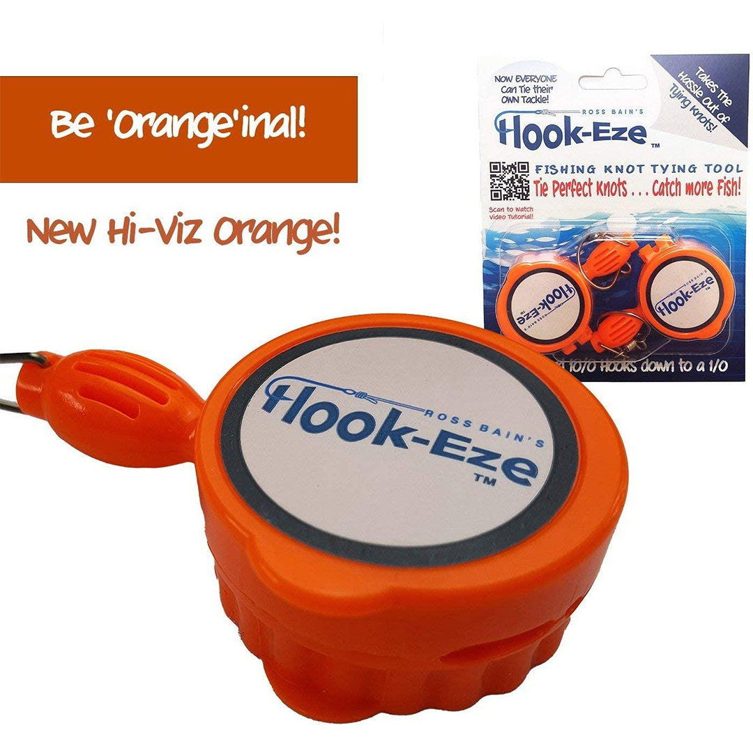Hi-VIz Orange Large Hook Eze Fishing Knot Tying Tool Twin Pack