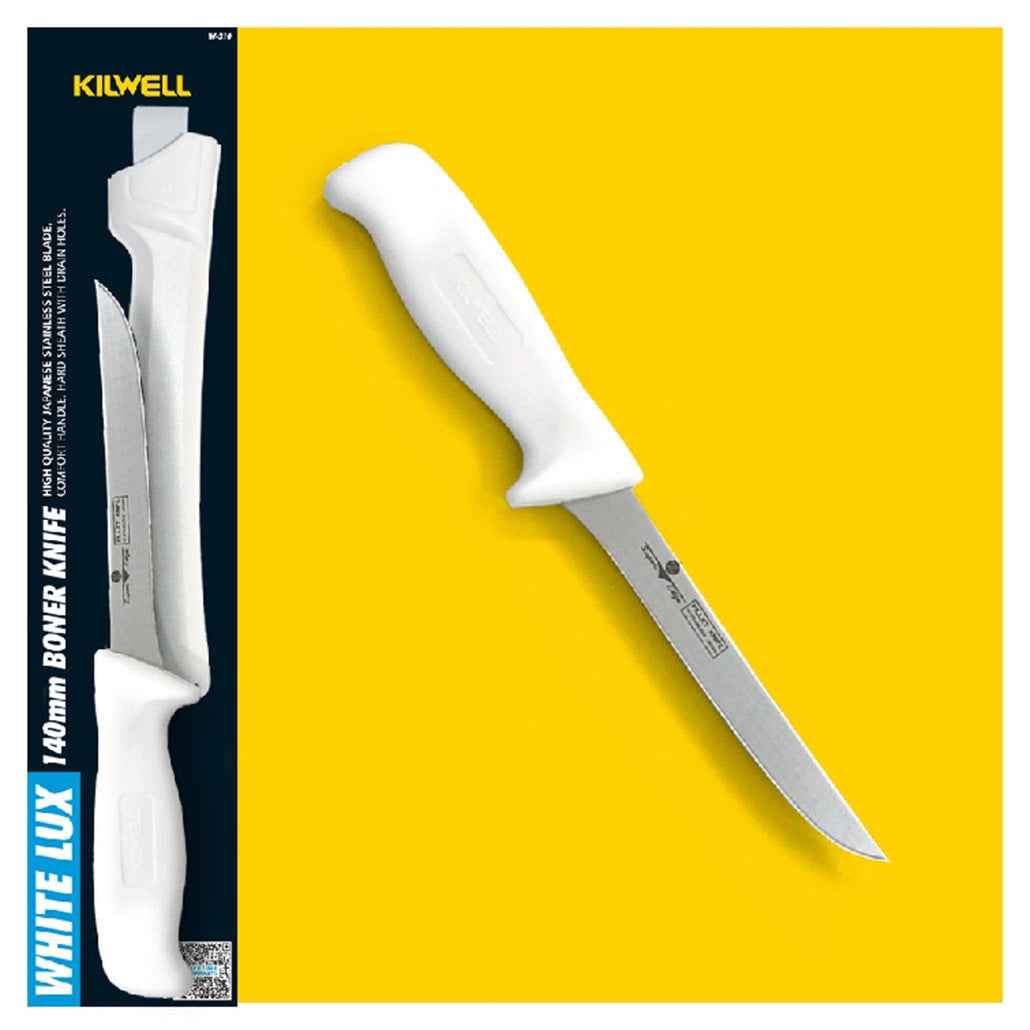 Kilwell Whitelux Boning Knife and Sheath with Narrow 140mm Blade