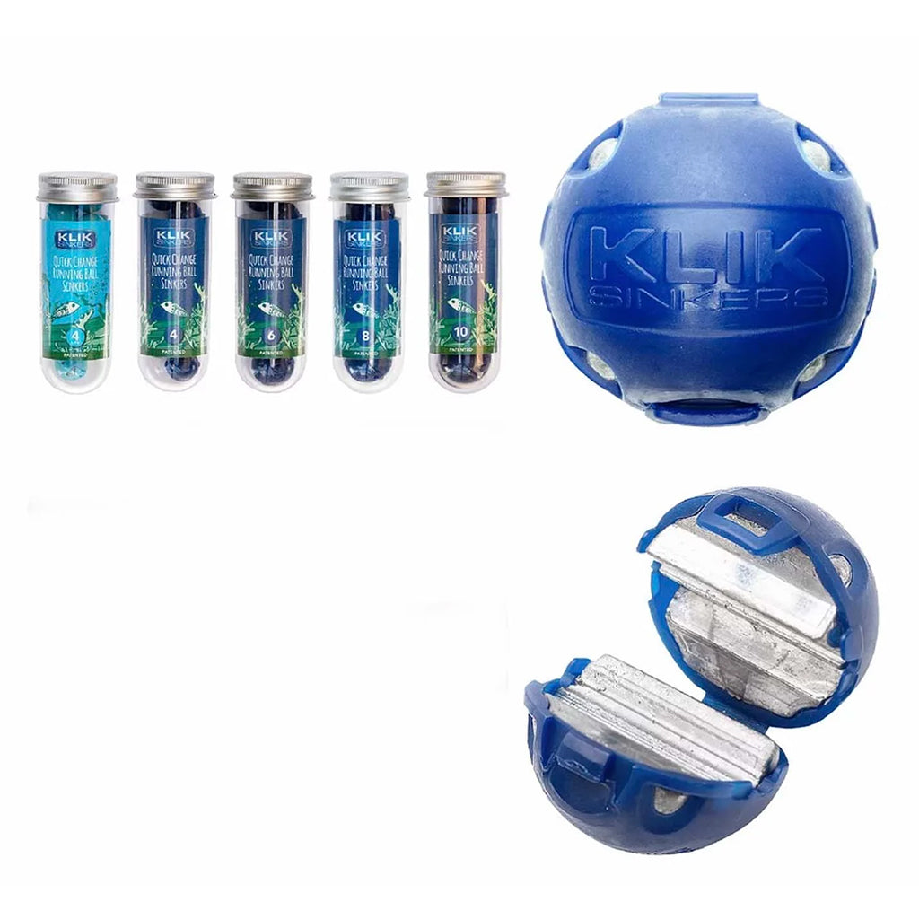 Klik Sinkers Blue Quick Change Clip on Ball Sinkers