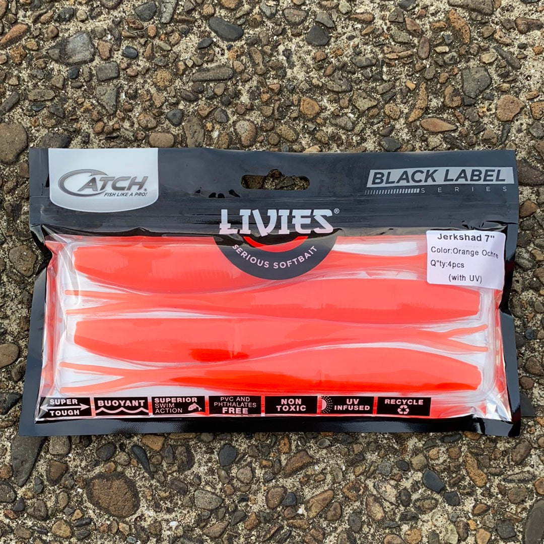 Catch Black Label Livies Softbait 5 or 7" Jerkshad - Orange Ochre