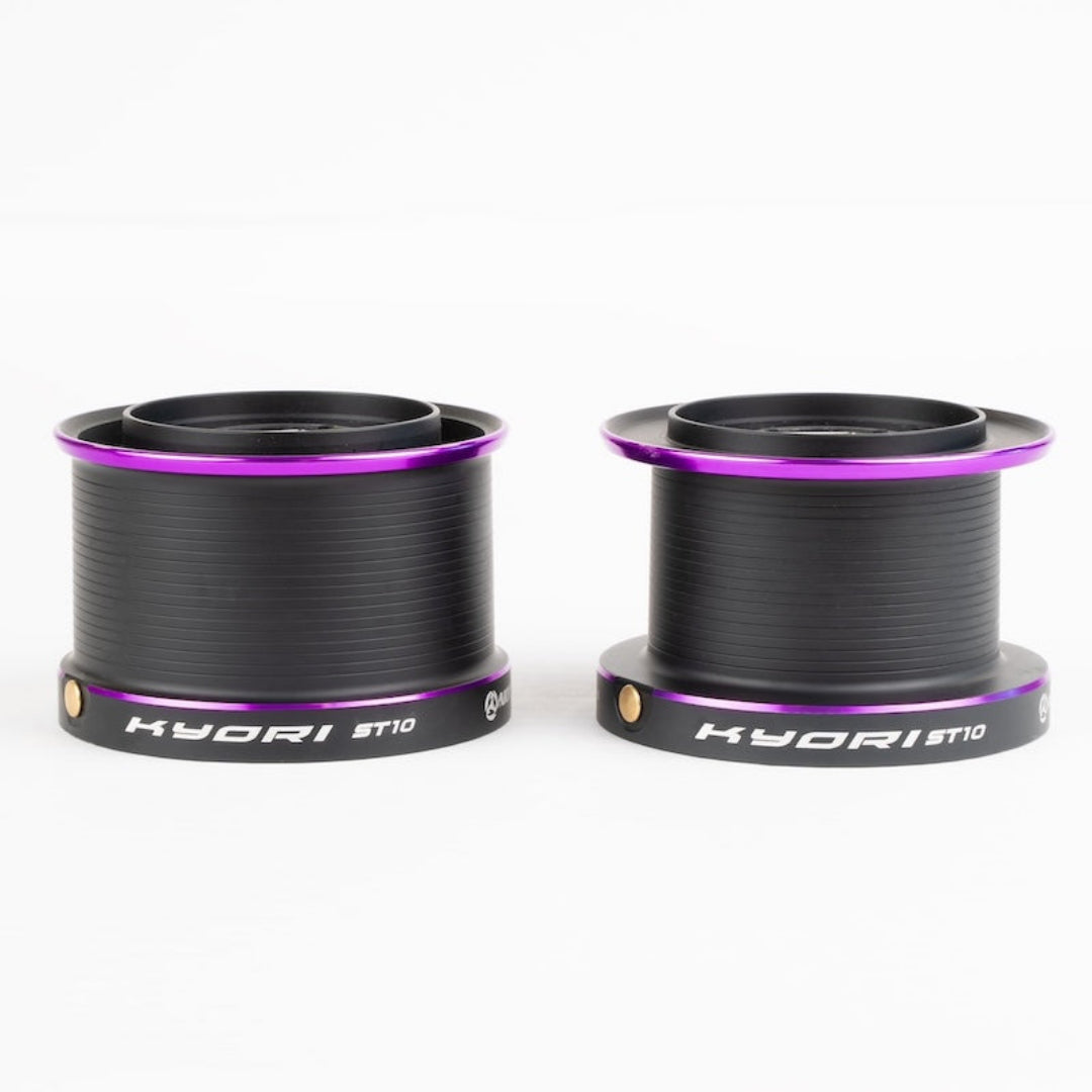 Two black spools with purple accents and 'Kyori ST10' branding on a white background