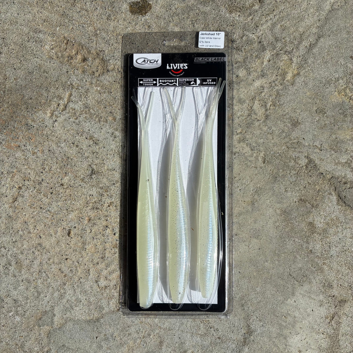 Catch 10" Black Label Livies Softbait White Warrior UV + Glow 3 Pack