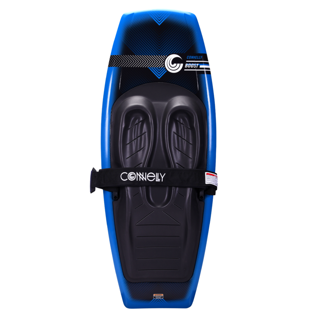 Blue and black Connelly wakeboard on a white background