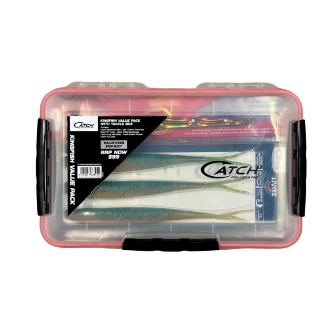 Catch Kingfish Value Pack NZ with waterproof tackle box and jigging lures