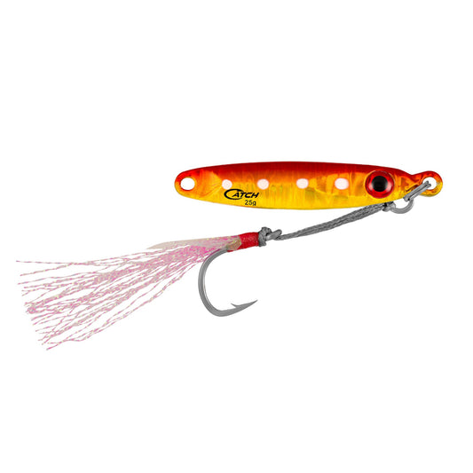 Fishing lure with a pink skirt on a white background