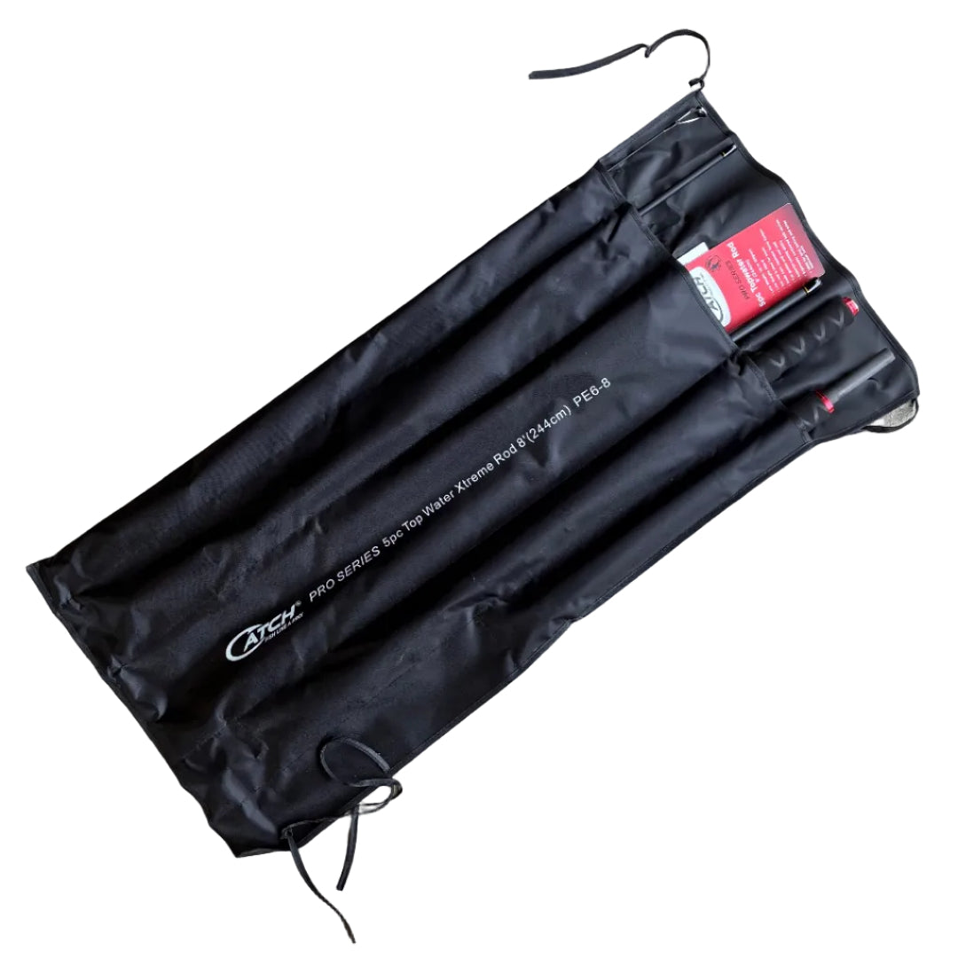 Compact 5-piece travel rod storage bag