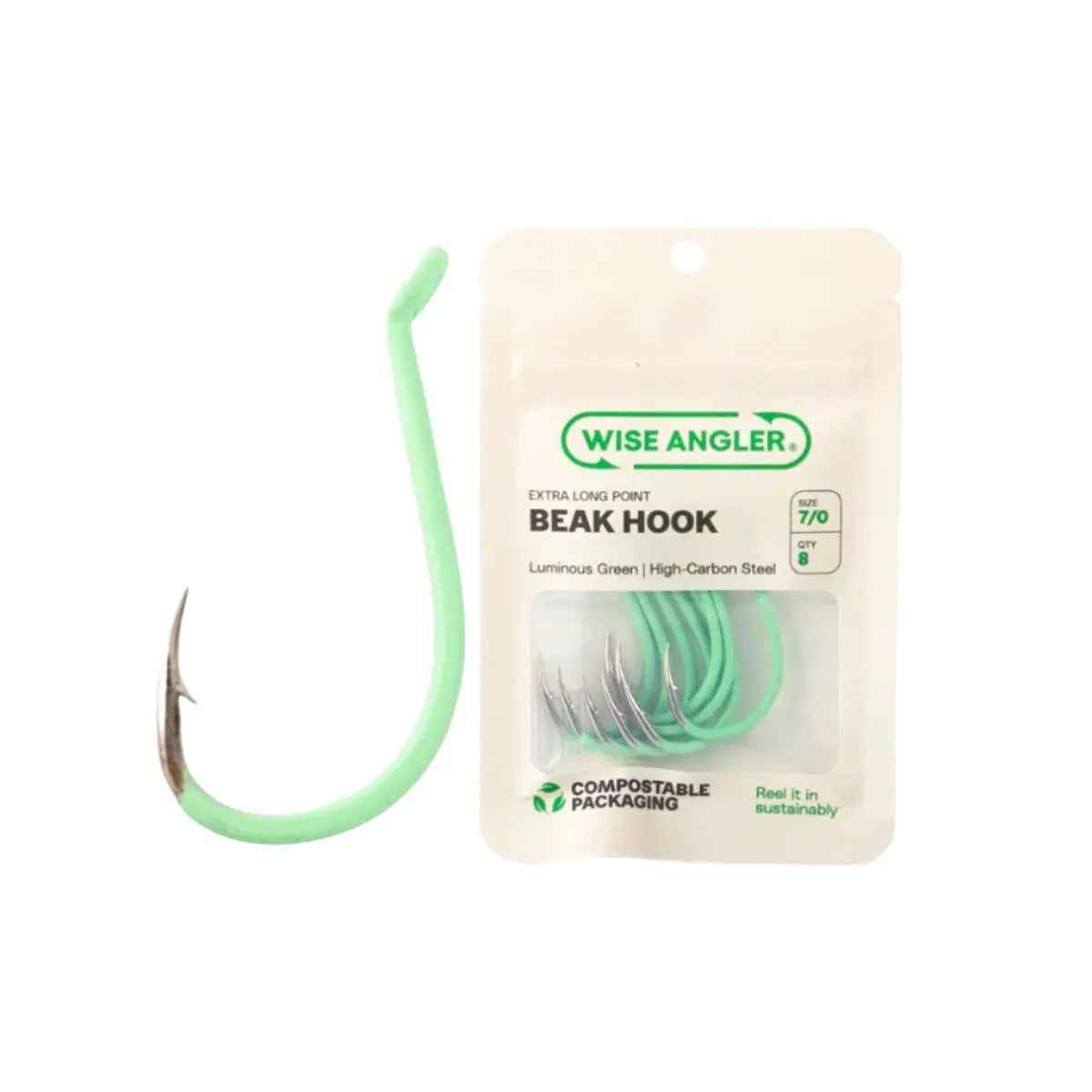 Wise Angler Beak Hook Luminous Green – Extra Long Point High-Performance Hook NZ
