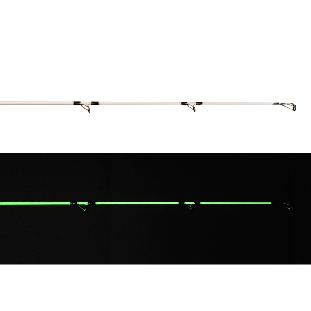 Fishing rod with light on a white background