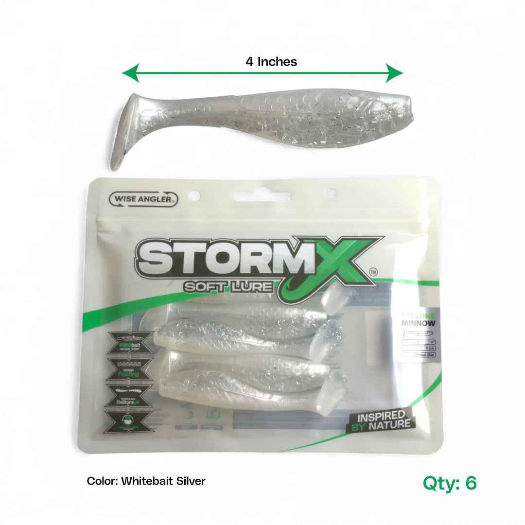 StormX Storm Shad Whitebait Silver Soft Lure 4"