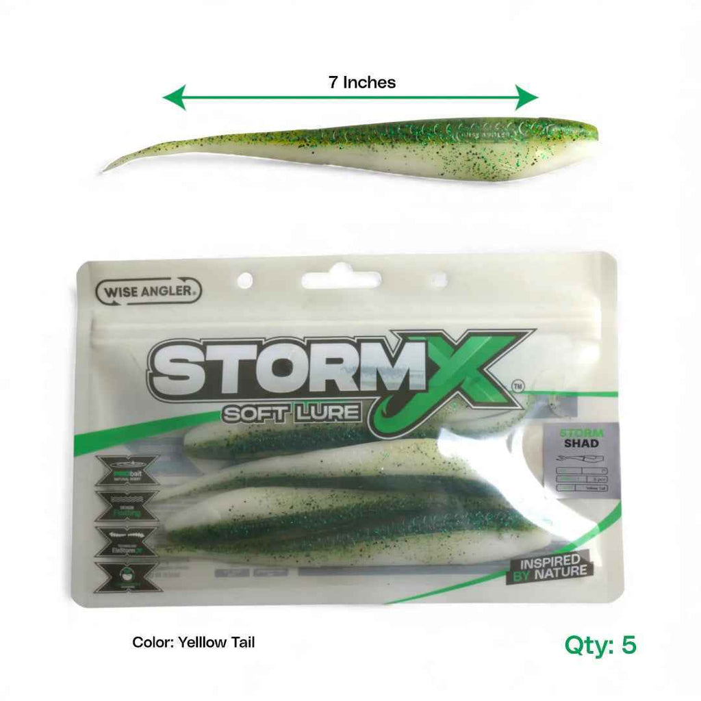 StormX Storm Shad Yellow Tail Soft Lure 7"