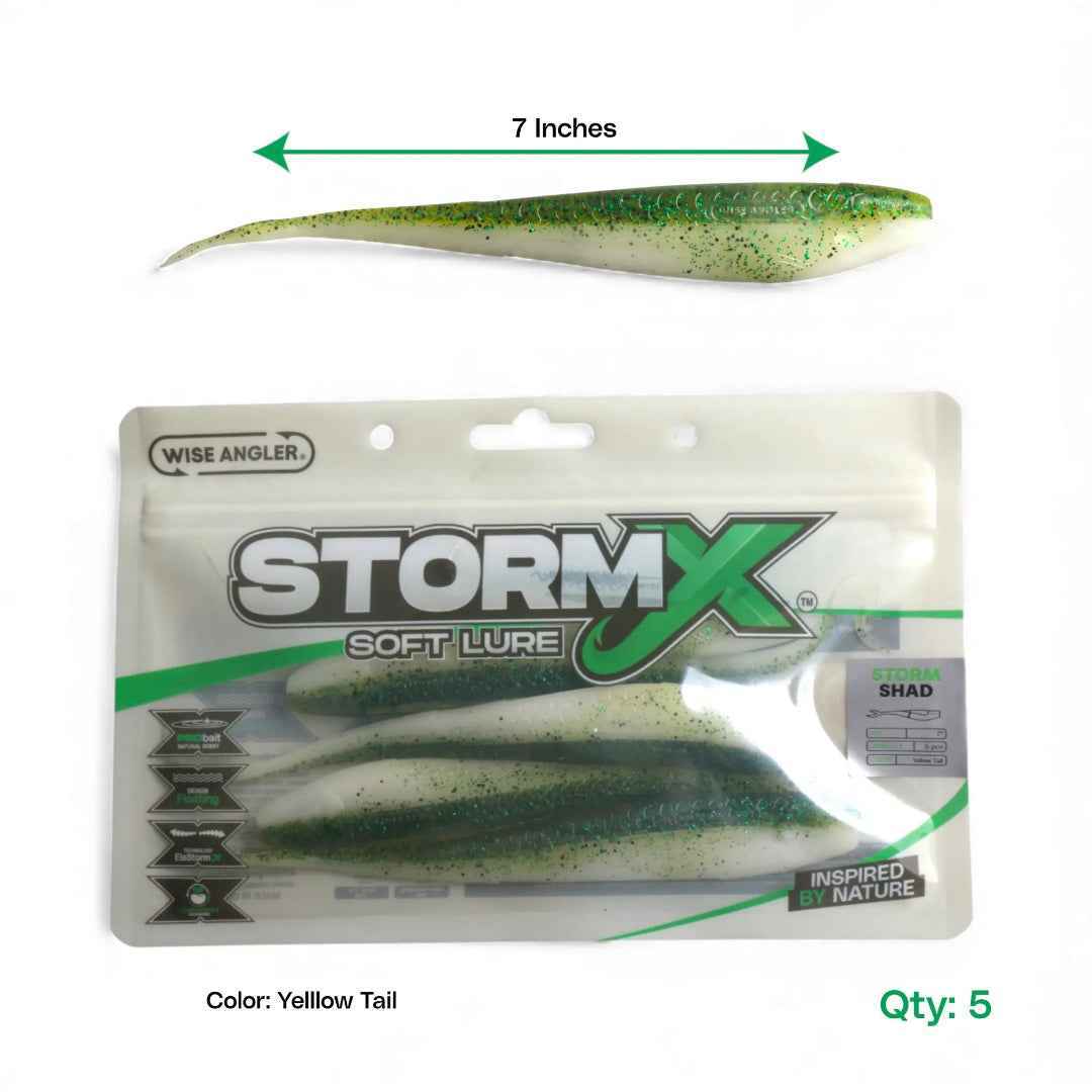 StormX Storm Shad Yellow Tail Soft Lure 7"