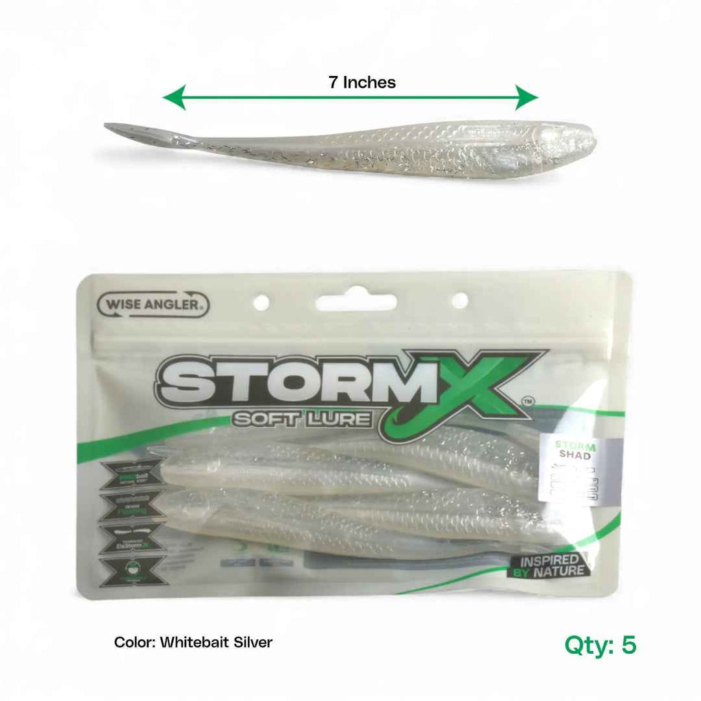 StormX Storm Shad Whitebait Silver Soft Lure 7"