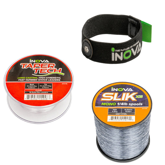 Inova SLIK Mono, Taper Tech Shock Leader & Spool Bands Bundle Deal