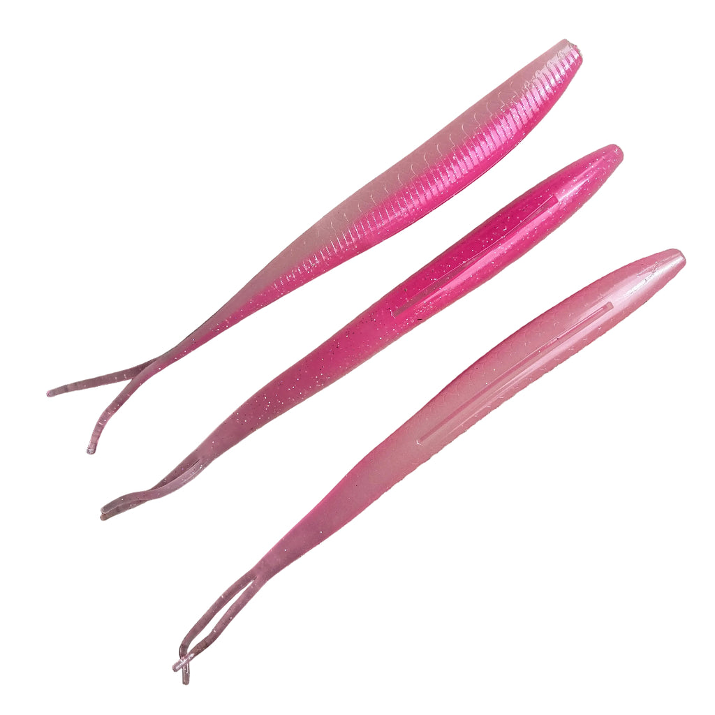Pink 10 inch Softbait Top bottom and side