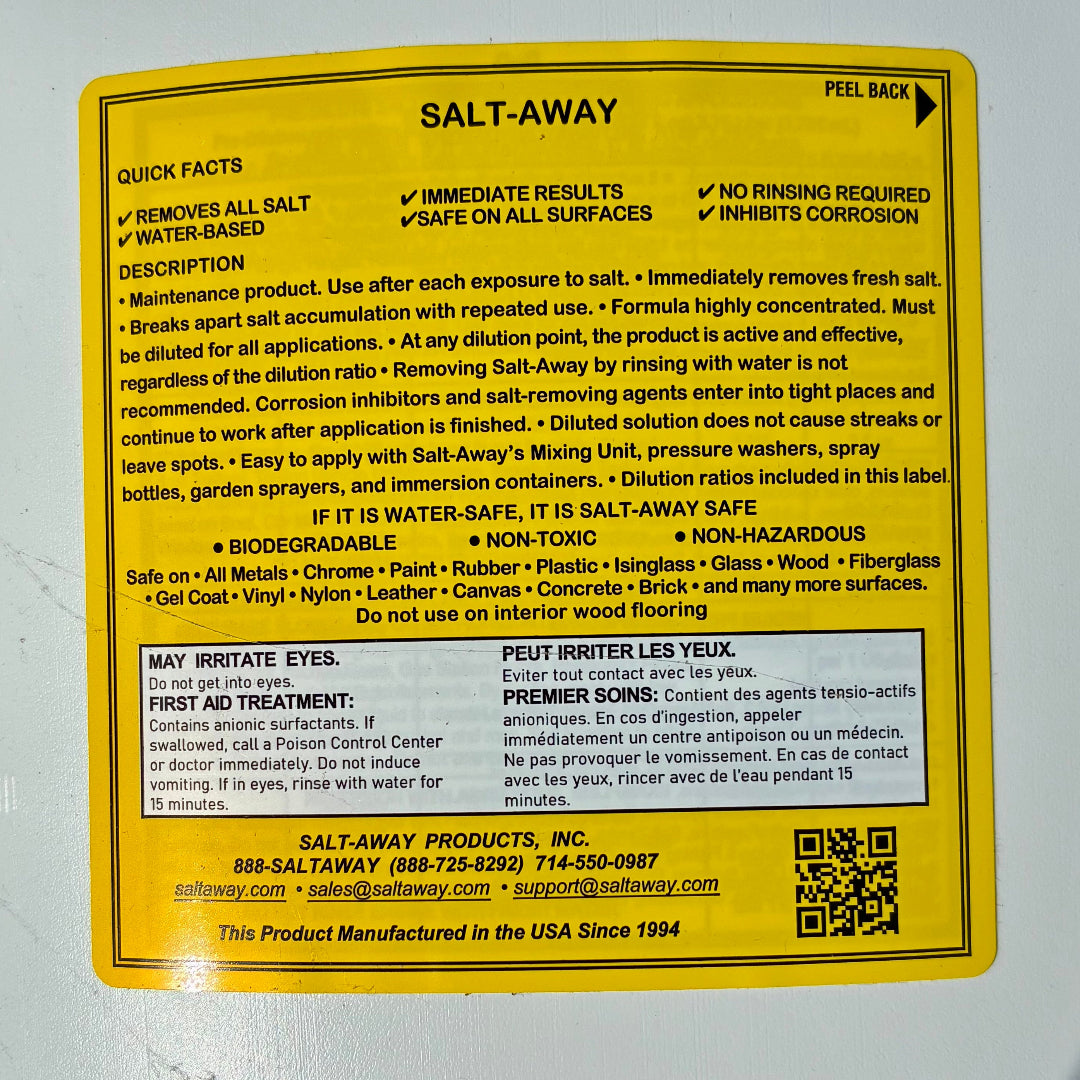 Salt Away 3.79L refill container back label view