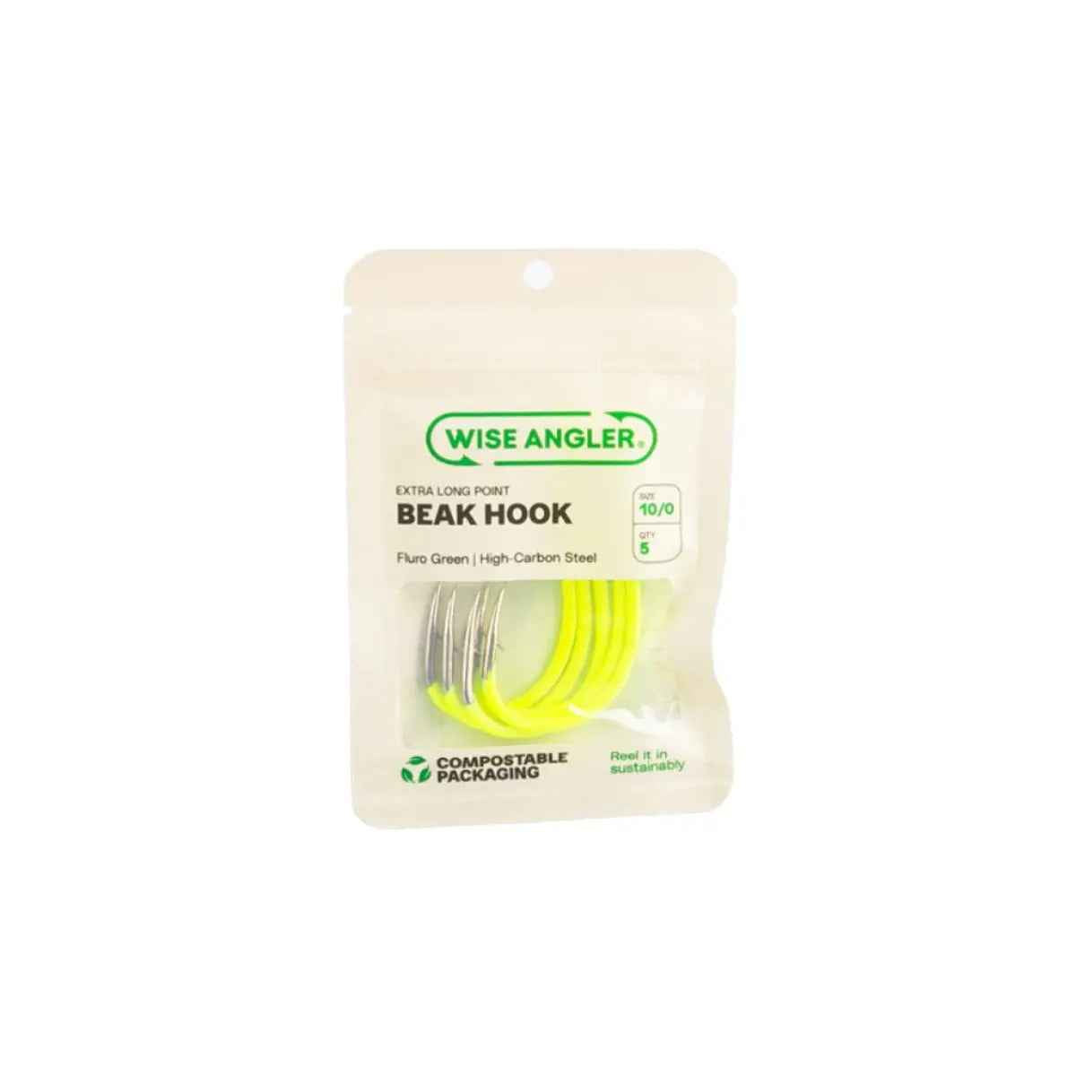 Wise Angler Beak Hook Extra Long Point Fluoro Green – High-Performance Bait Fishing Hook NZ