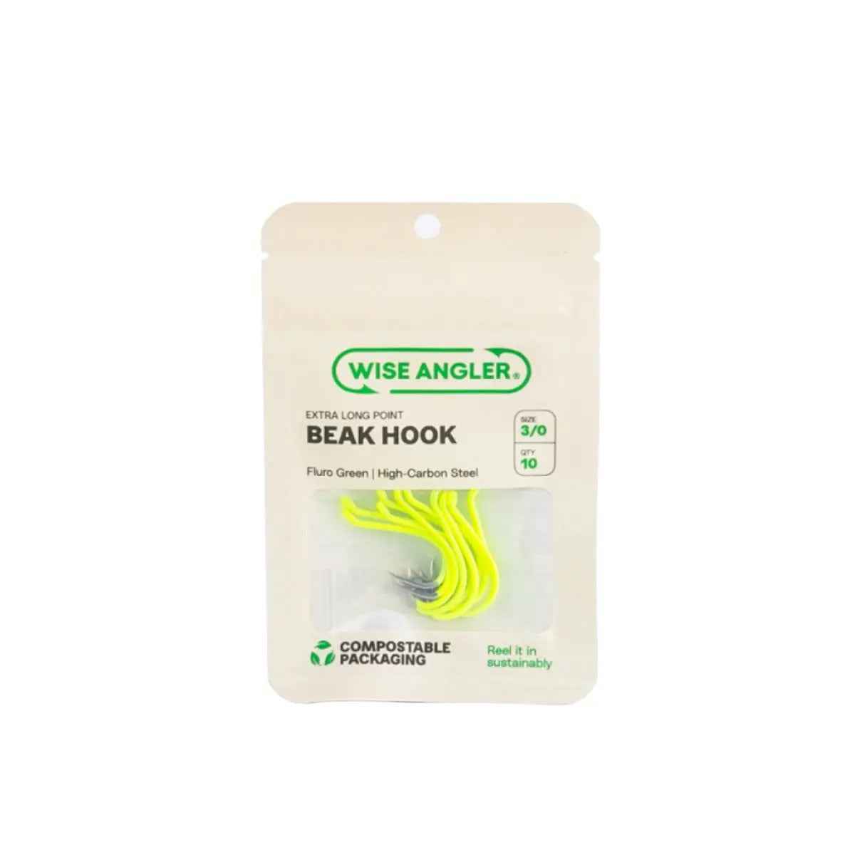 Wise Angler Beak Hook Extra Long Point Fluoro Green – High-Performance Bait Fishing Hook NZ