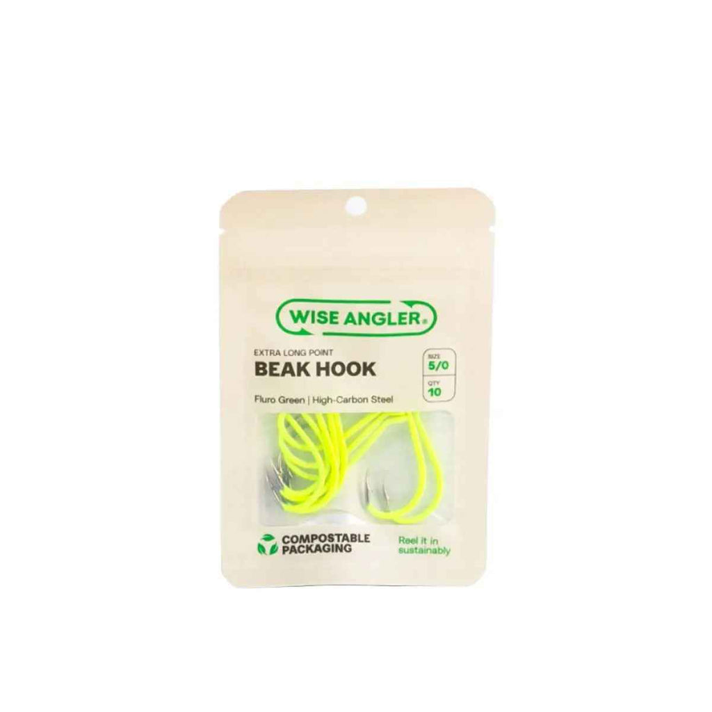 Wise Angler Beak Hook Extra Long Point Fluoro Green – High-Performance Bait Fishing Hook NZ
