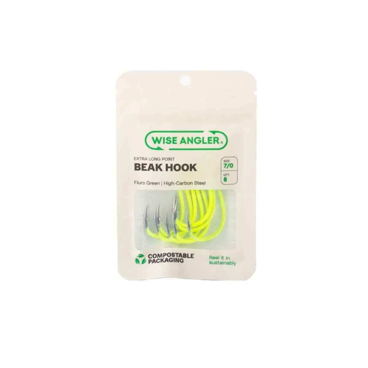 Wise Angler Beak Hook Extra Long Point Fluoro Green – High-Performance Bait Fishing Hook NZ
