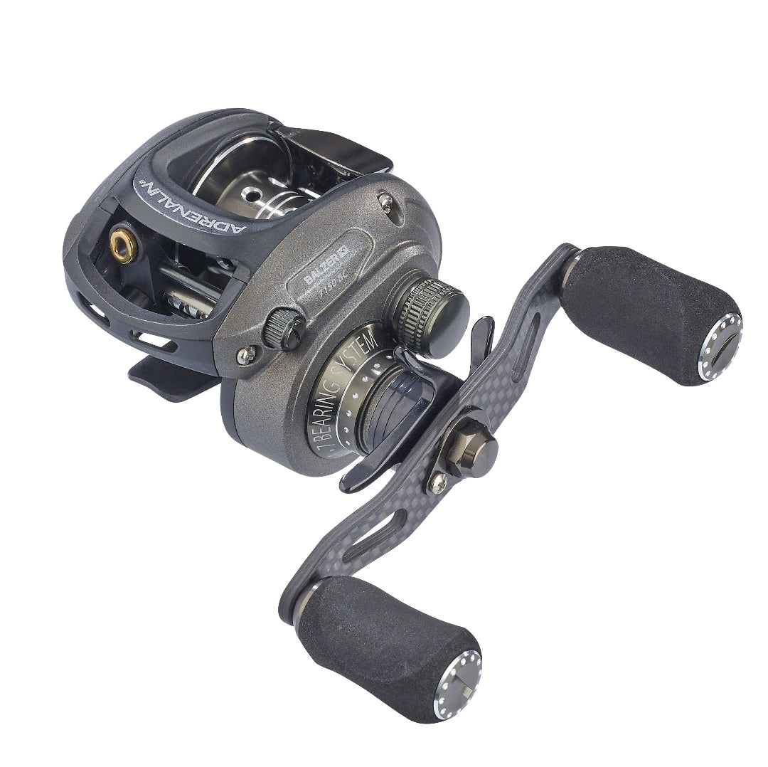 Fishing reel with a white background