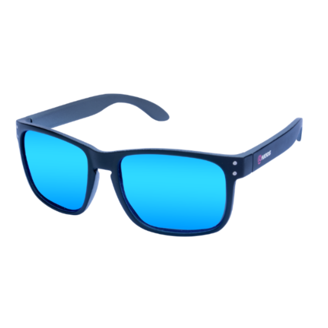 AKIOS polarised blue lens fishing sunglasses for glare reduction and UV400 eye protection