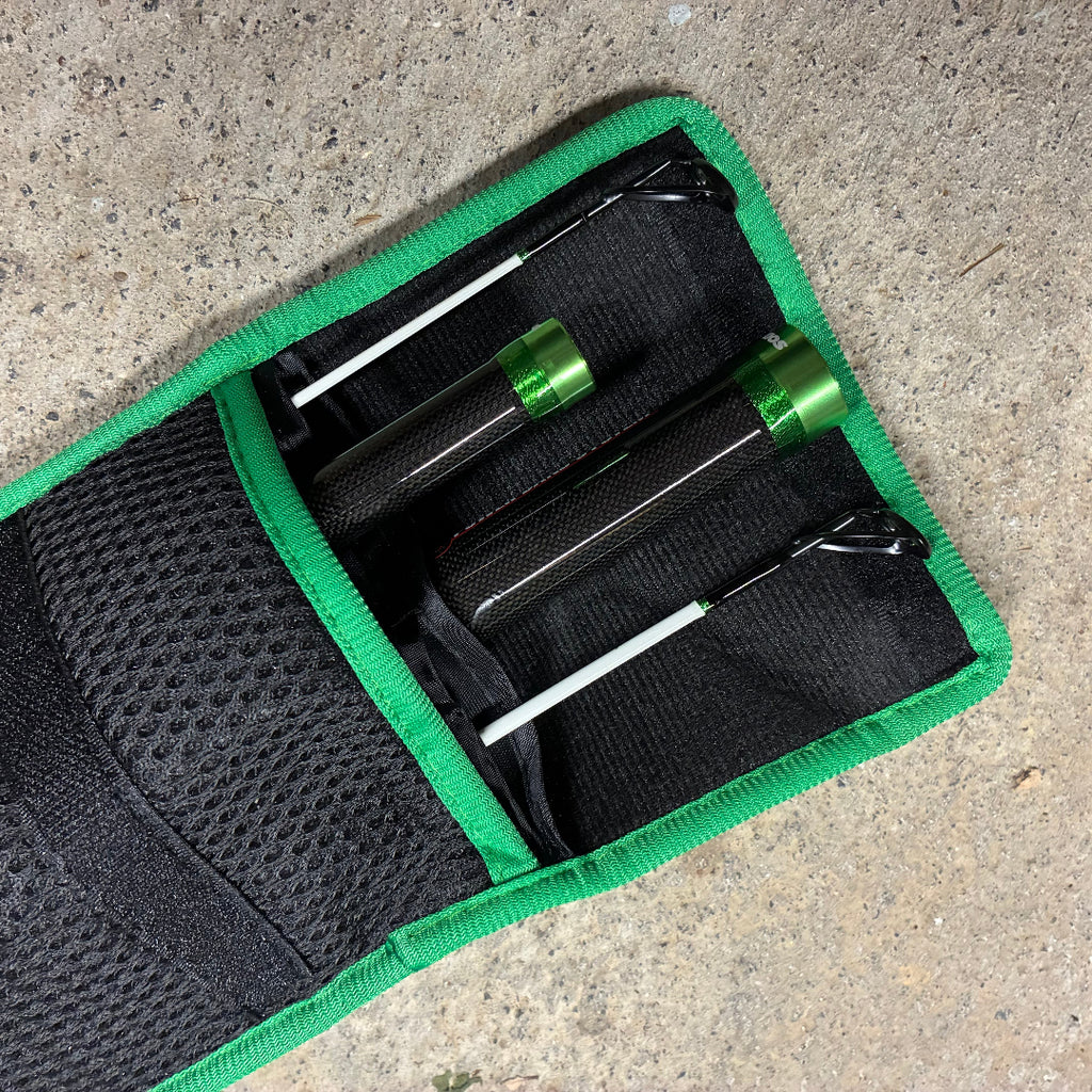 akios fury padded rod bag sections close up
