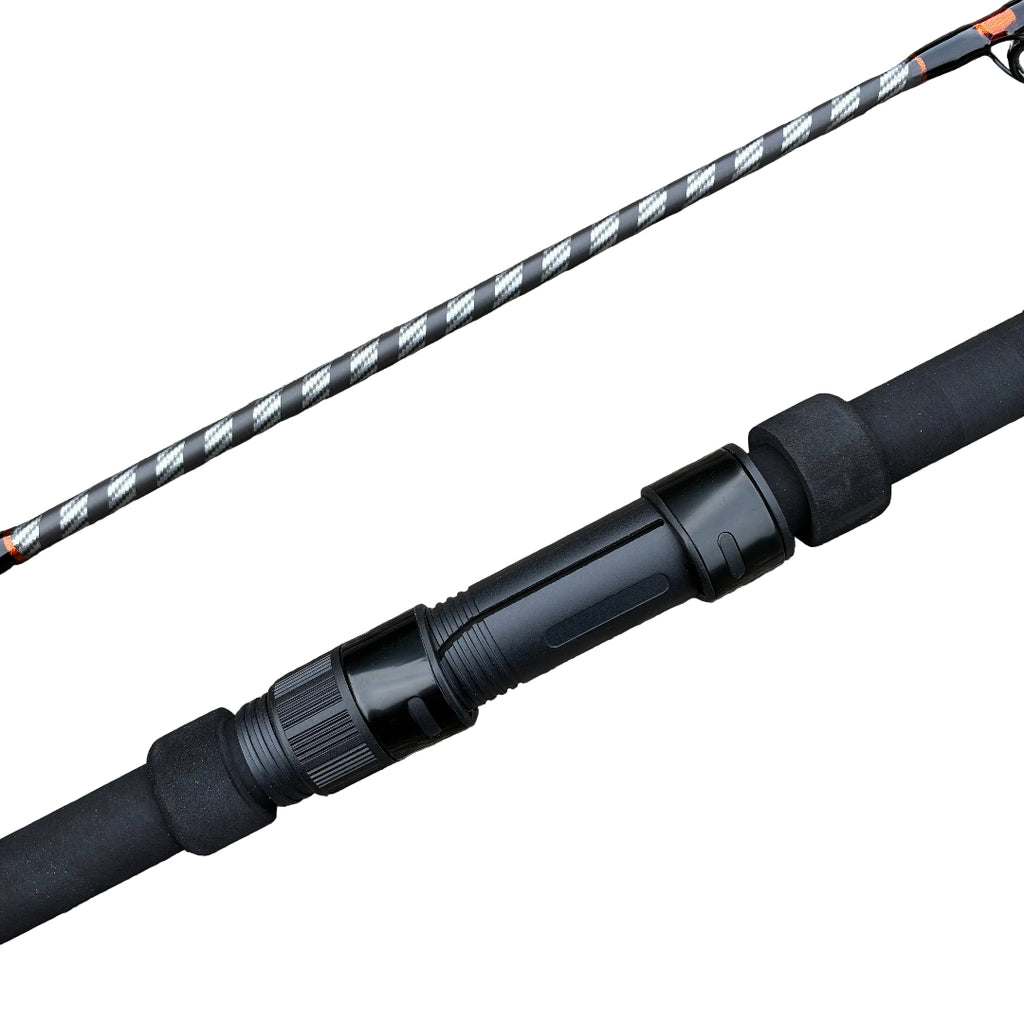 akios krave 2-piece 13 foot surfcasting rod srs sliding reel seat close up