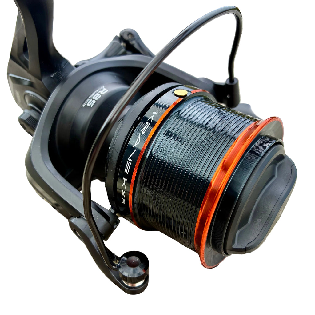 akios krave kx8 surf reel close up