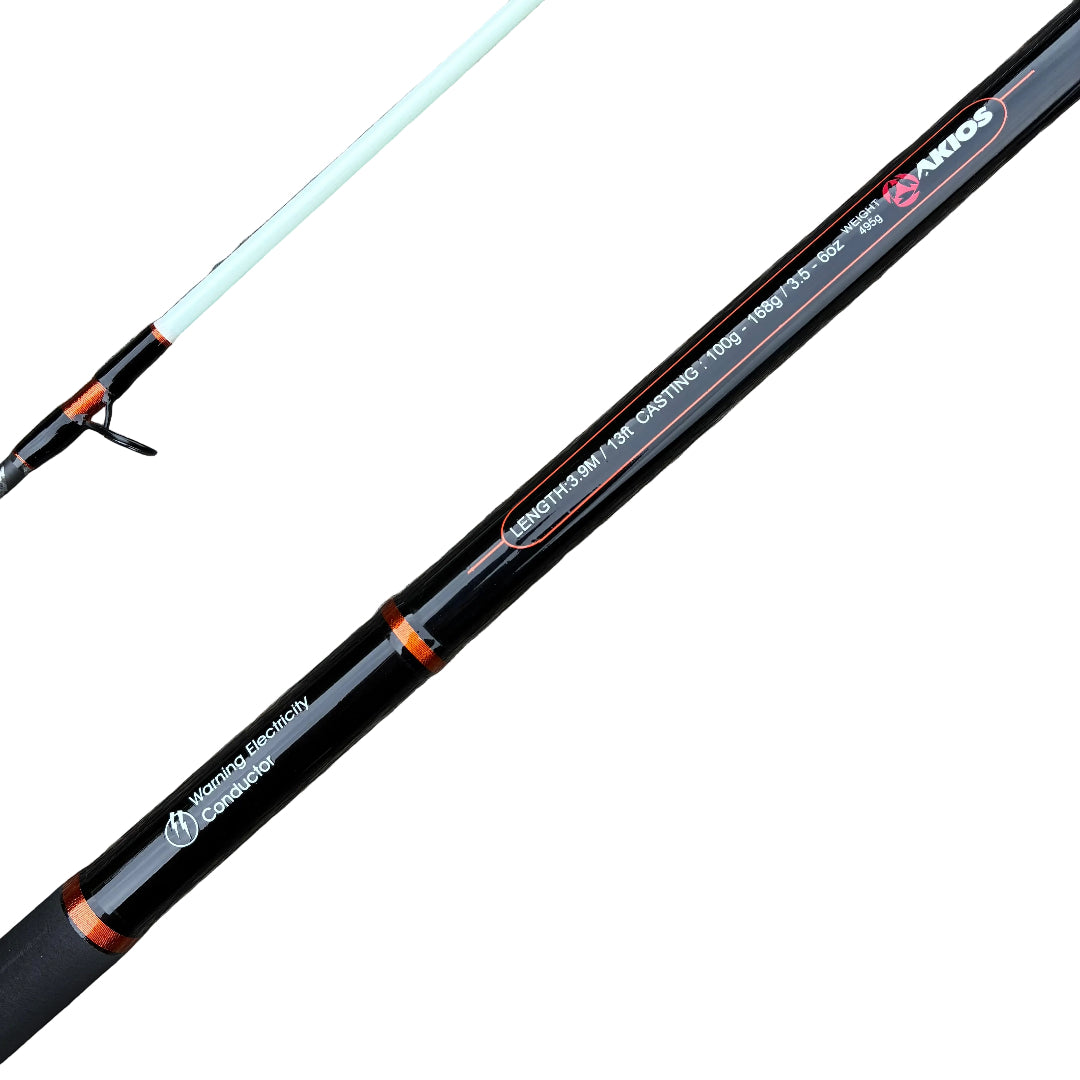 akios krave surfcasting rod close up 2 piece