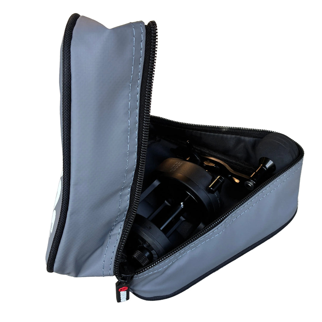 akio small fishing reel padded storeage case or bag