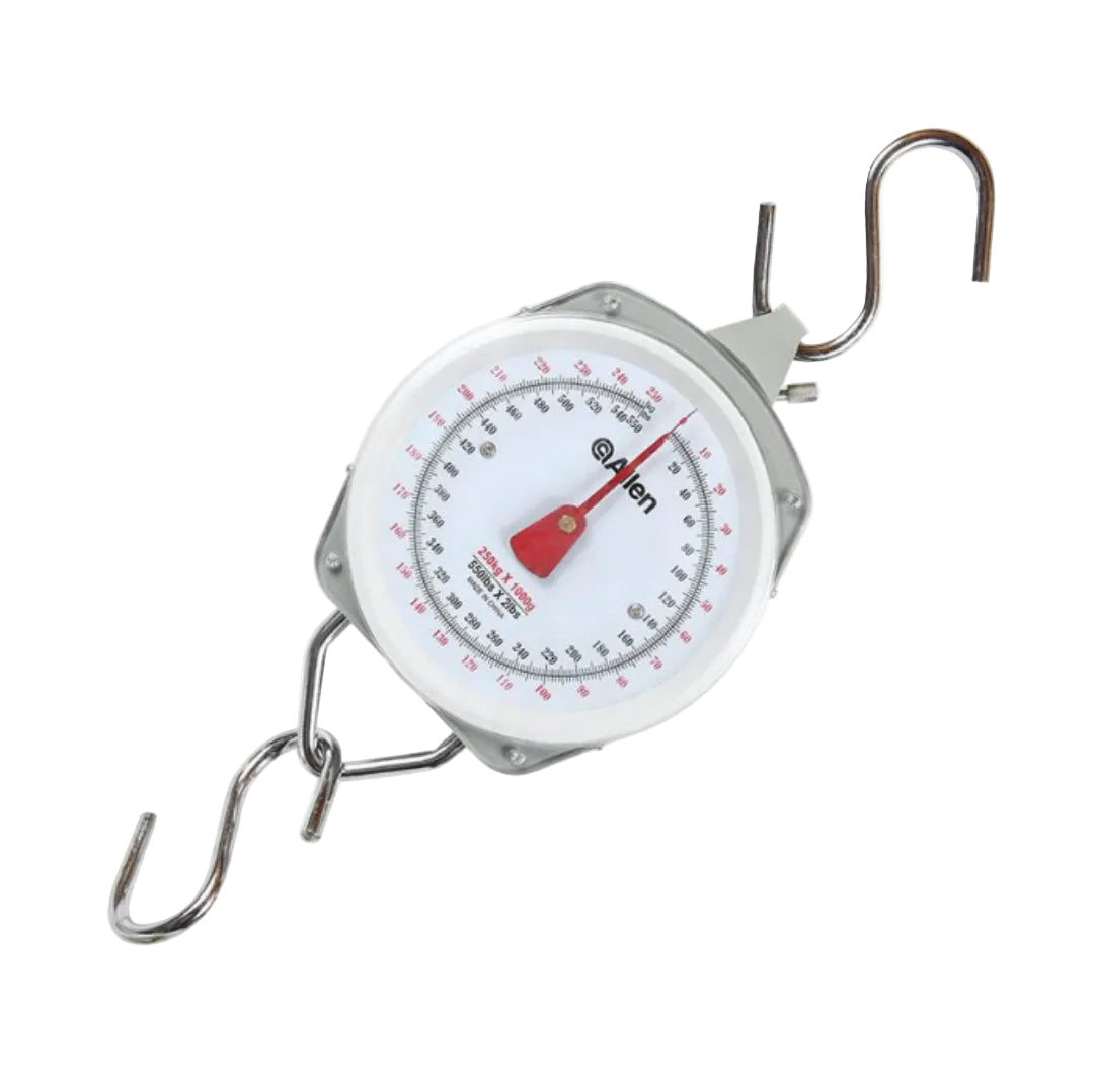 Allen Sportsmans 250kg spring dial hanging scale heavy duty fishing and game scale with hooks