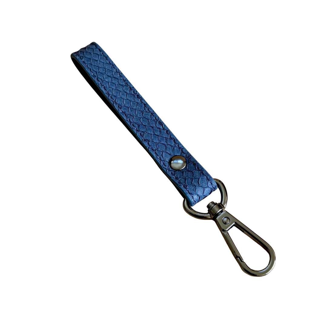 blue ofishal fish leather key fob