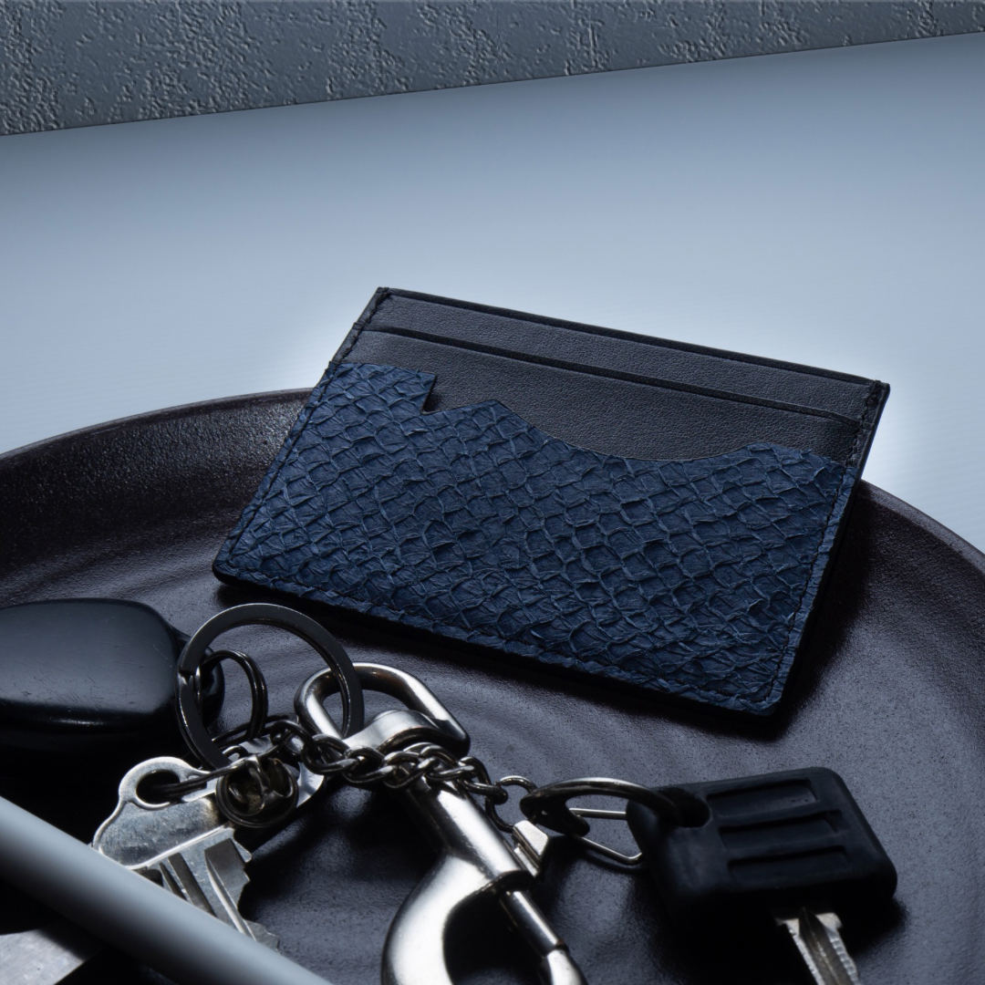 fish leather card holder wallet - great present for men