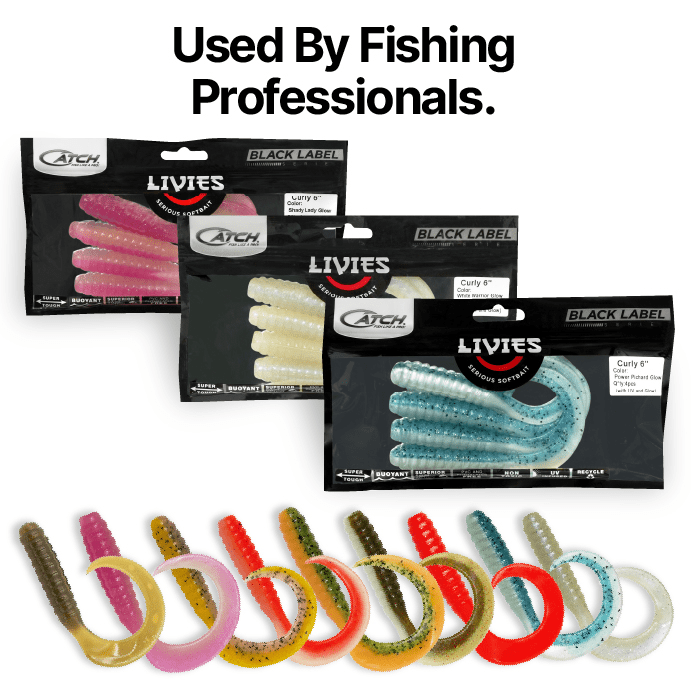 Catch Black Label Livies Softbait Curly Tail Caipirinha Glow 6 inch 4 Pack