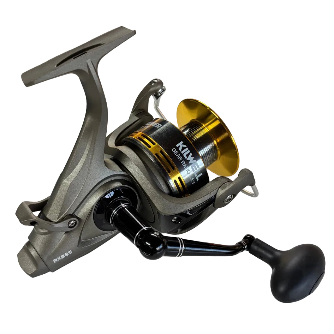 Baitfeeder switch system on Kilwell RXB85 fishing reel