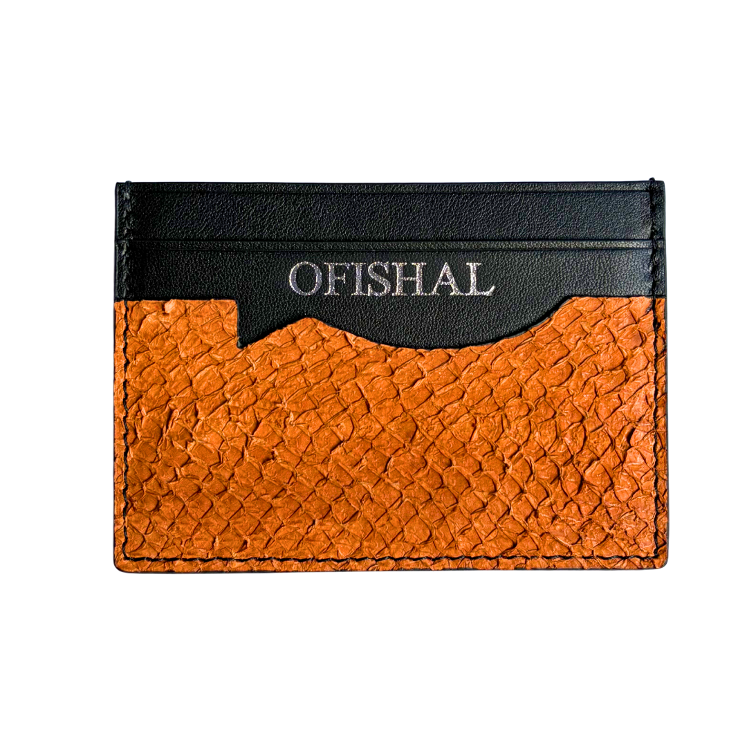 Matai Brown Ofishal fish leather card holder wallet