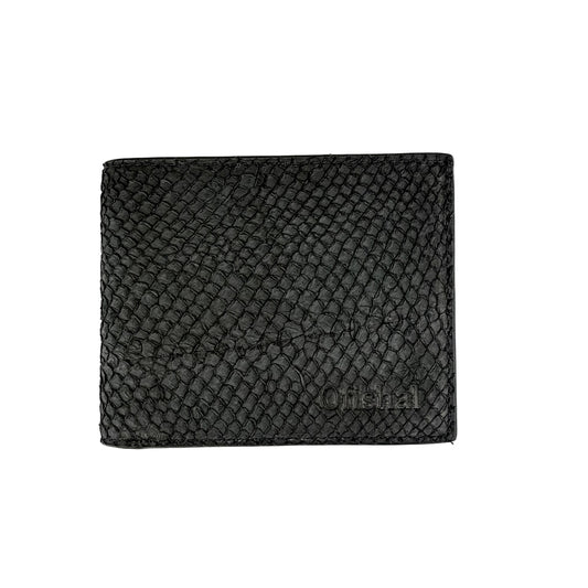 ofishal fish leather bifold wallet in black