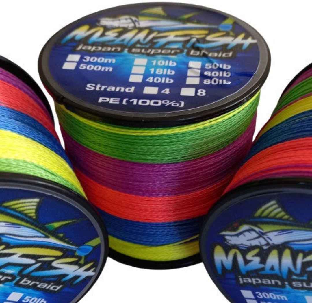 Meanfish 8X Super Braid Fishing Line 1000m – Multi-Colour 40–80lb