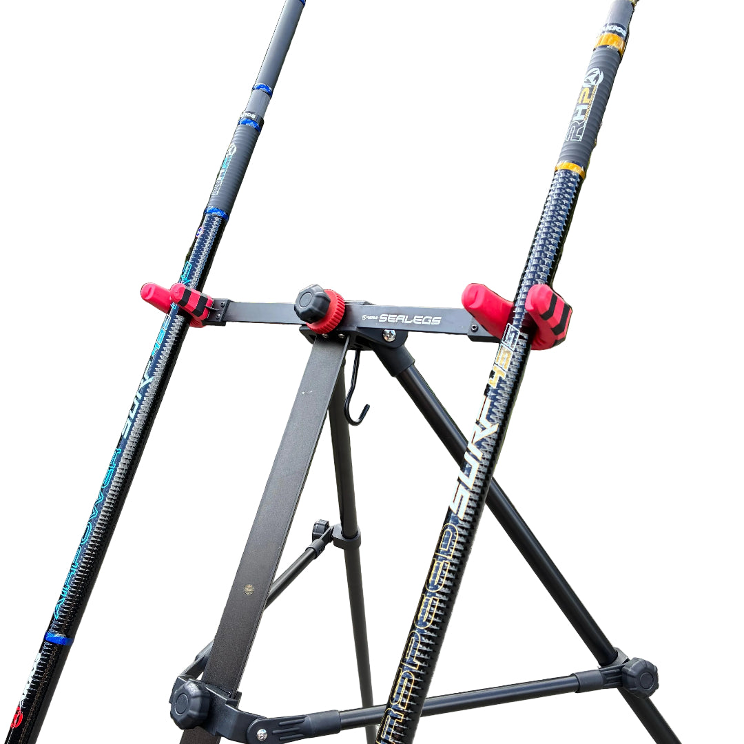 akios sealegs tripod cushioned rod holder to protect rods close up with rods
