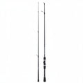 A black and silver fishing rod shown in two views against a plain white background, likely to demonstrate different angles or components of the product.