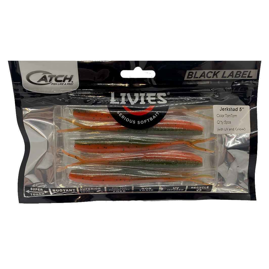 Catch Black Label Livies Softbait 5 or 7" Jerkshad - Tom Tom