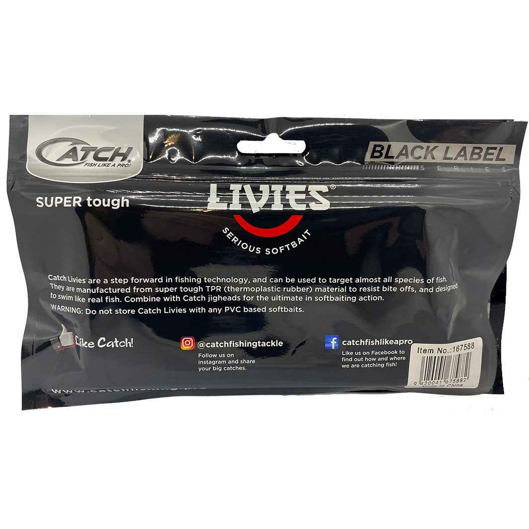 Catch Black Label Livies Softbait 5 or 7" Jerkshad - Green Red Reaper