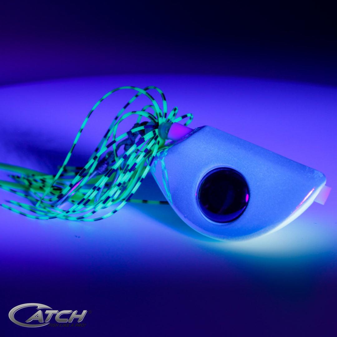 Catch Beady Eye Kabura Jig in White Warrior with Glow and UV (7-150g) - LURE ME - Online Fishing Tackle.
