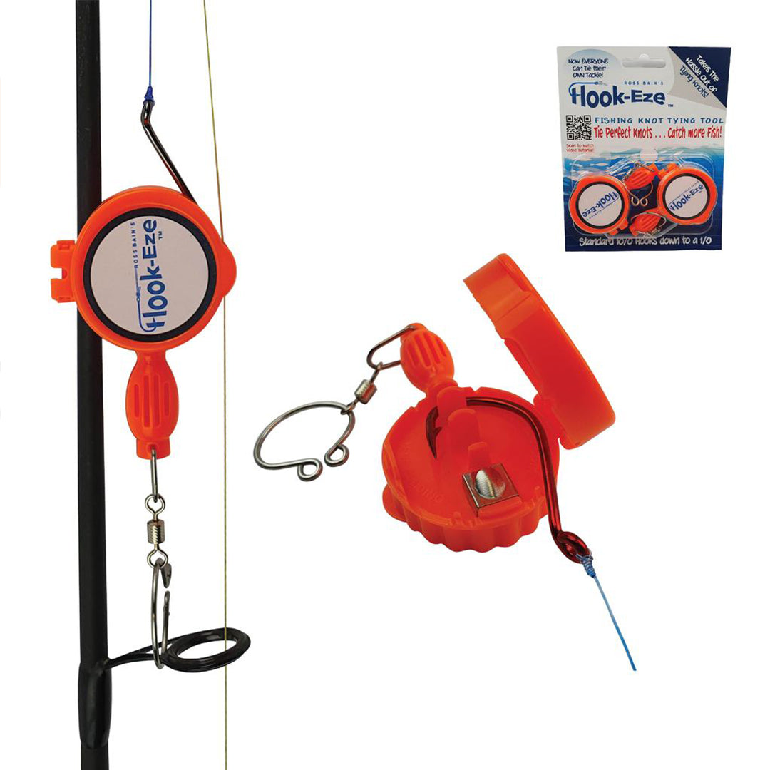Hi-VIz Orange Large Hook Eze Fishing Knot Tying Tool Twin Pack