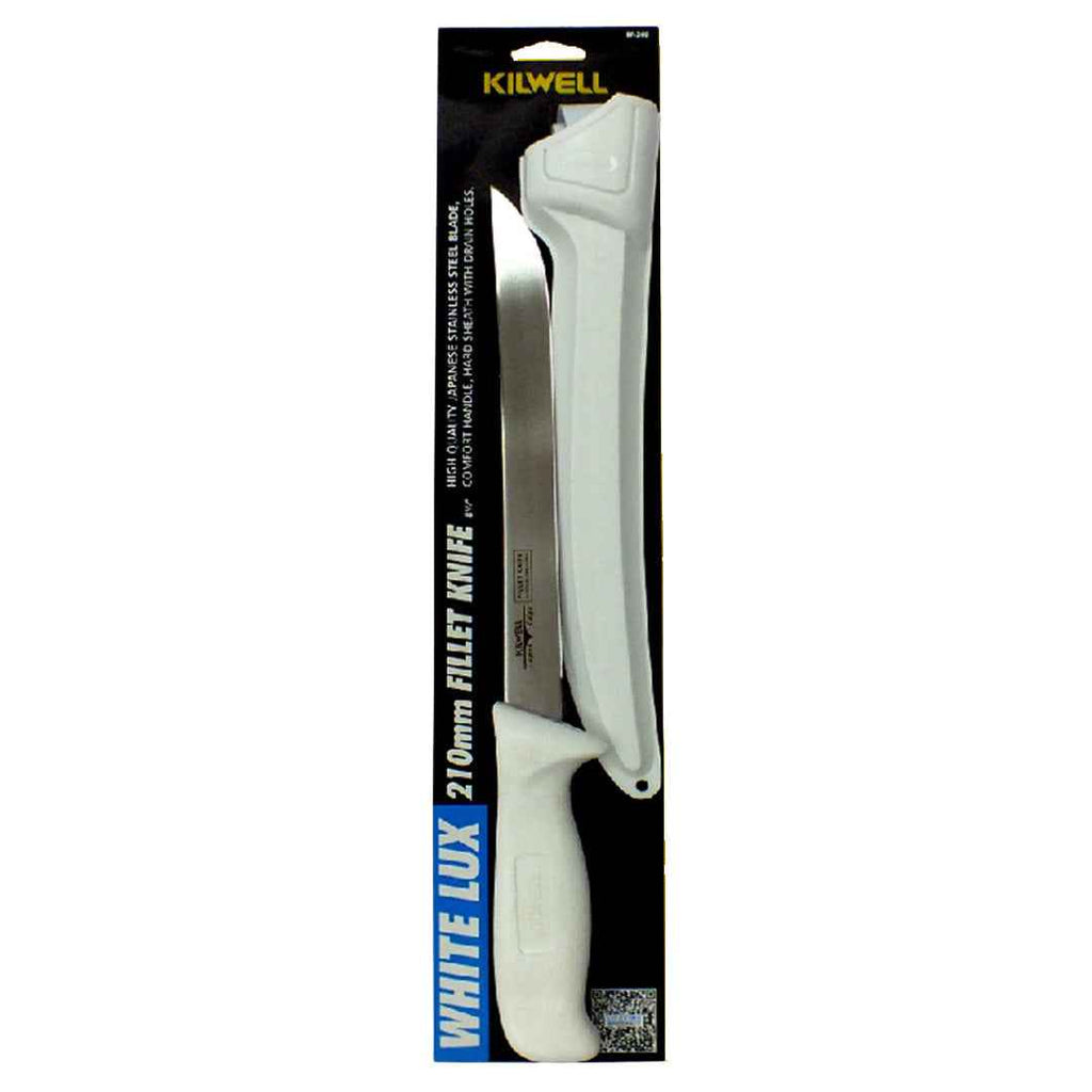 Kilwell Whitelux Filleting Knife and Sheath with 210mm Stiff Blade