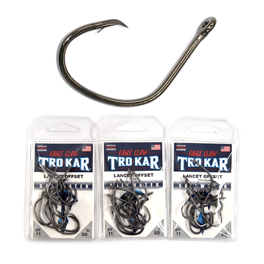 Eagle Claw TK3 Trokar Lancet Circle Offset Hooks - Size 9/0 - Per 7