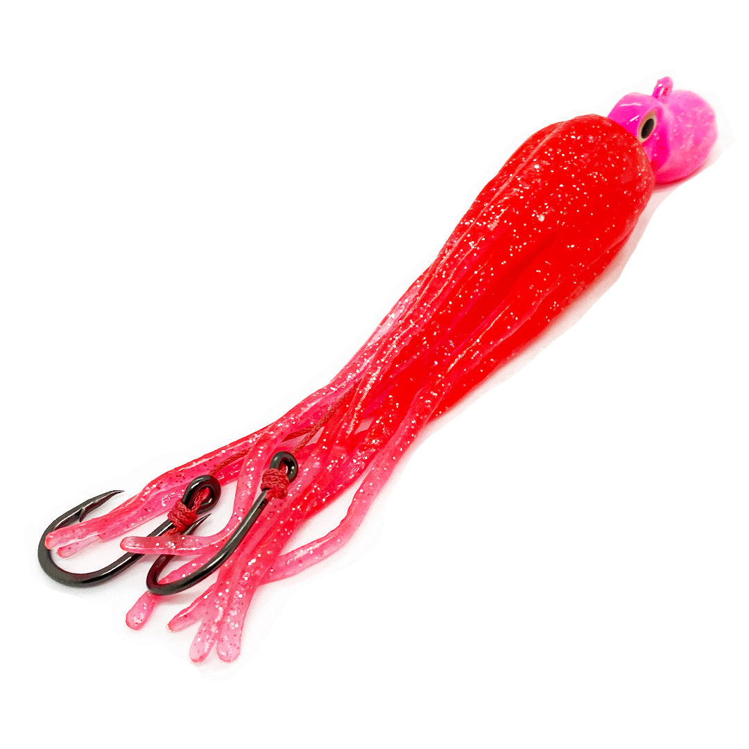 Pink Octopus Slow Jig - rigged with double assists