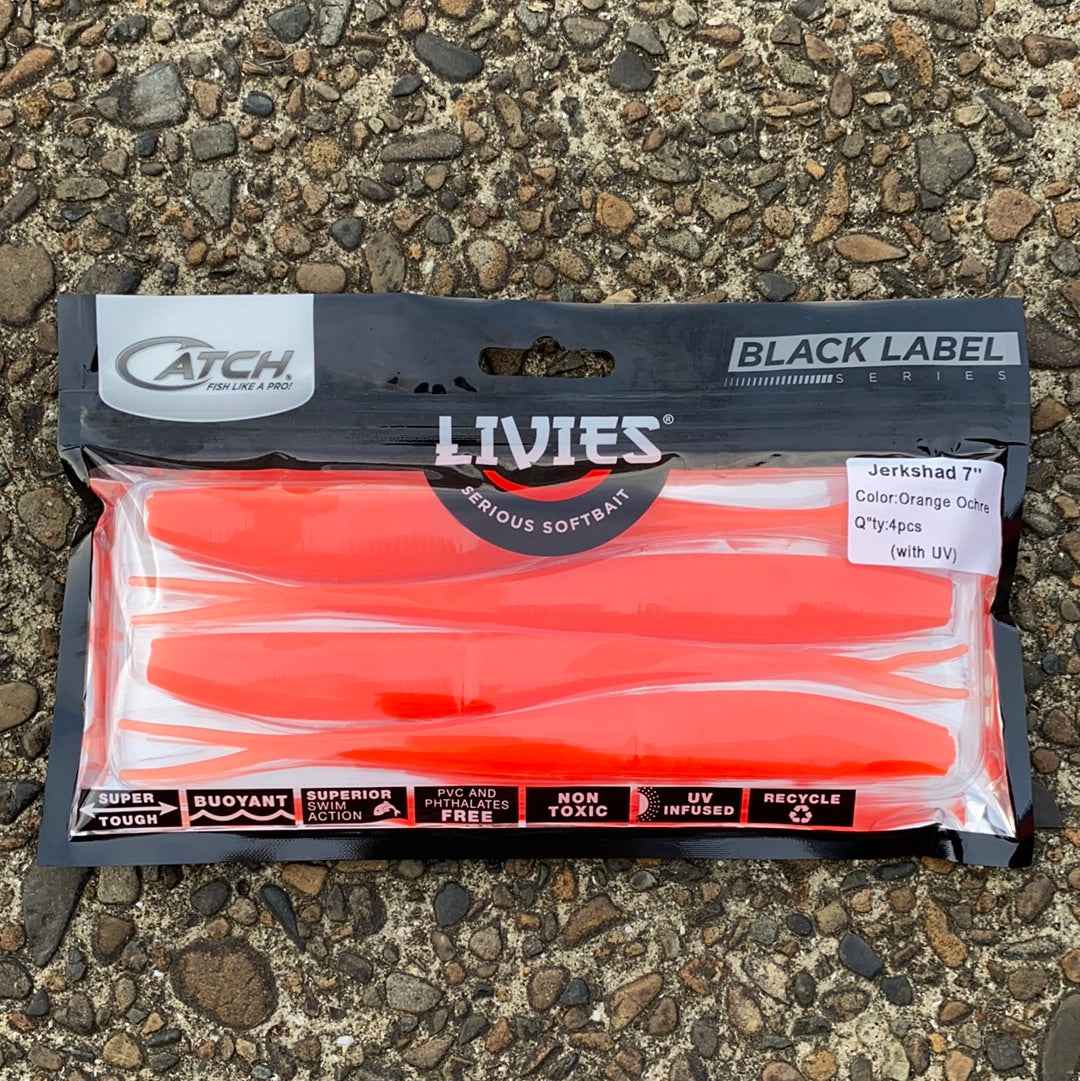 Catch Black Label Livies Softbait 5 or 7" Jerkshad - Orange Ochre