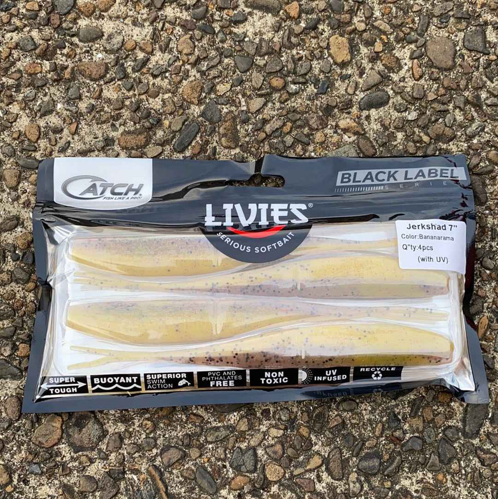 Catch Black Label Livies Softbait 5 or 7" Jerkshad - Bananarama